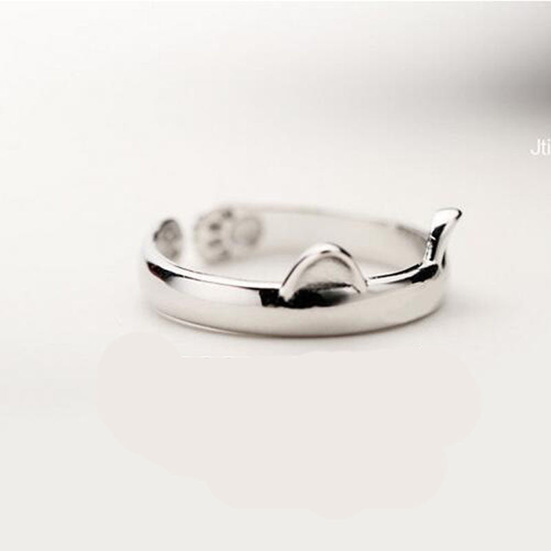 Silver Plated Cat Ring