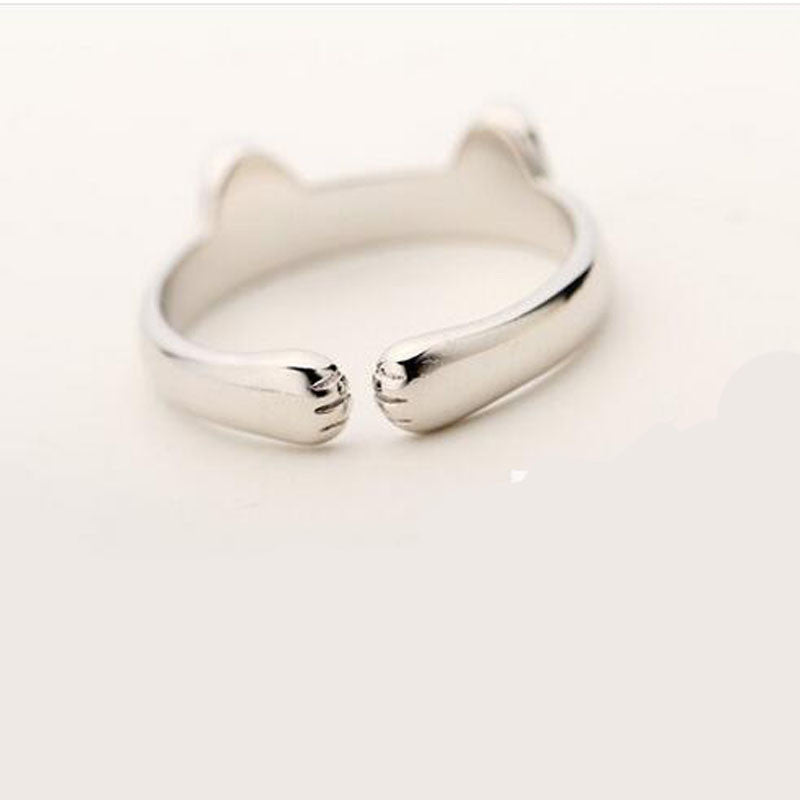 Silver Plated Cat Ring