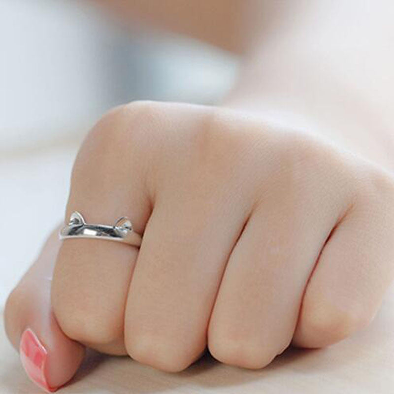 Silver Plated Cat Ring