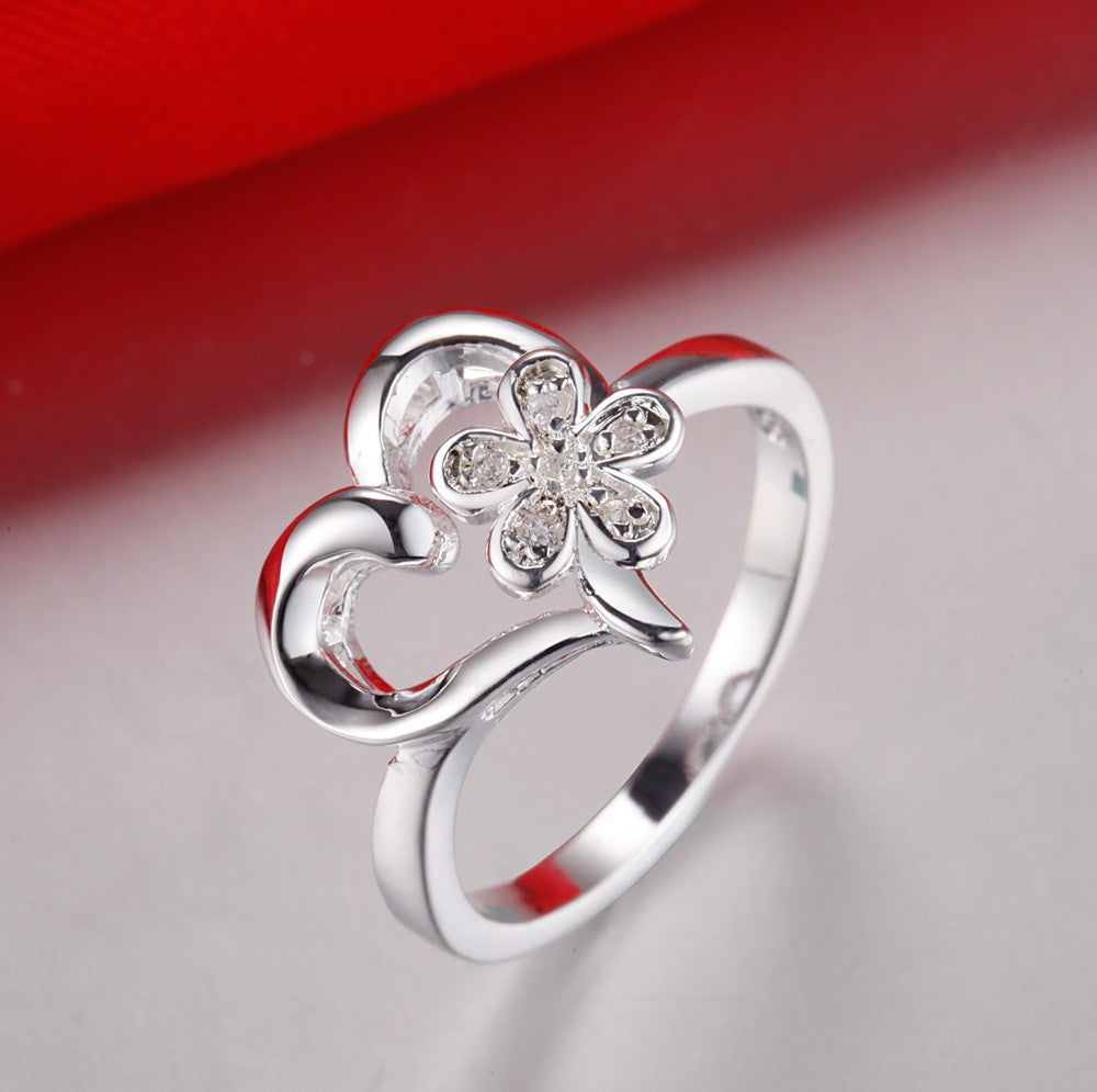 Love Heart Flower Ring