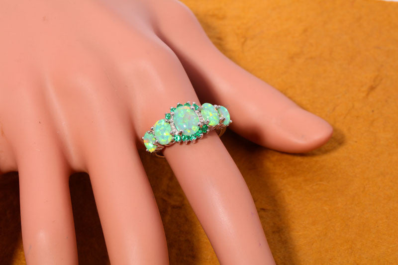 Green Fire Opal Ring