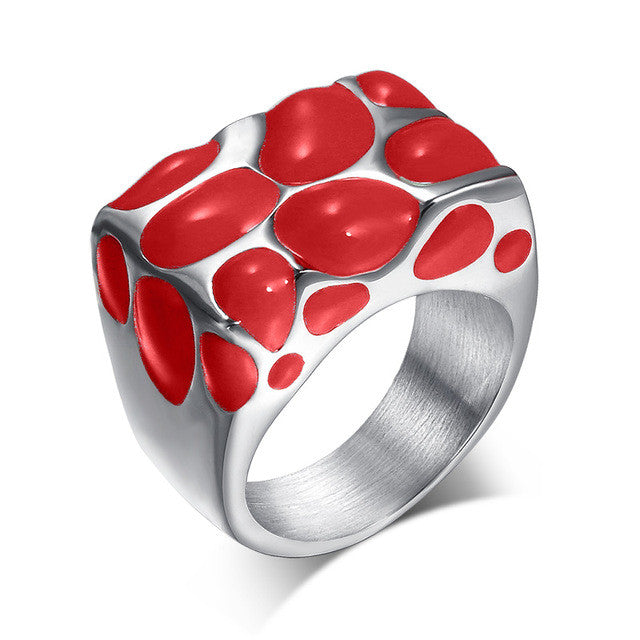 Vnox Black Enamel Rings