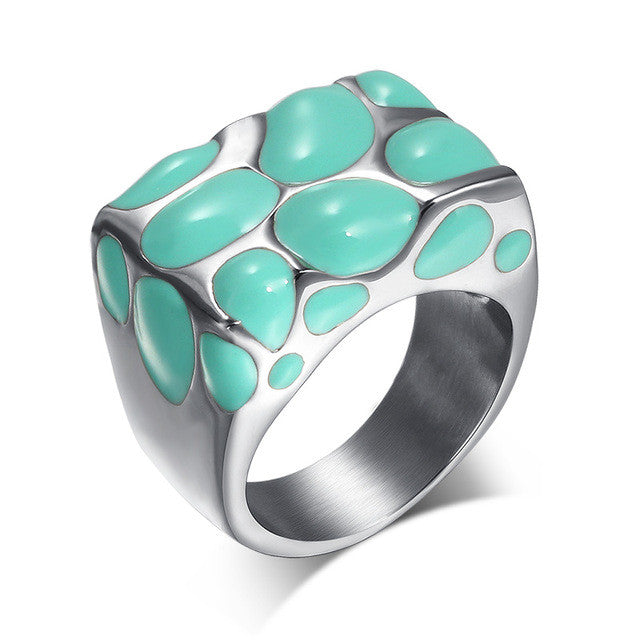 Vnox Black Enamel Rings