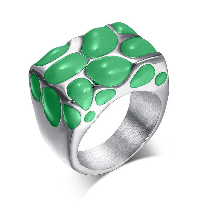 Vnox Black Enamel Rings