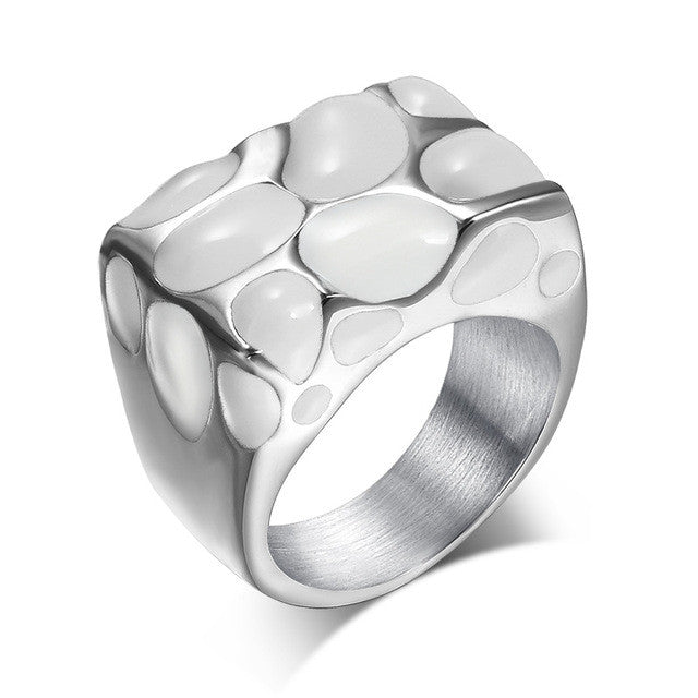 Vnox Black Enamel Rings