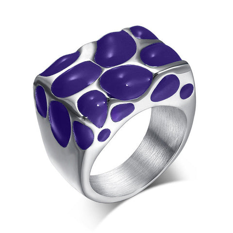 Vnox Black Enamel Rings