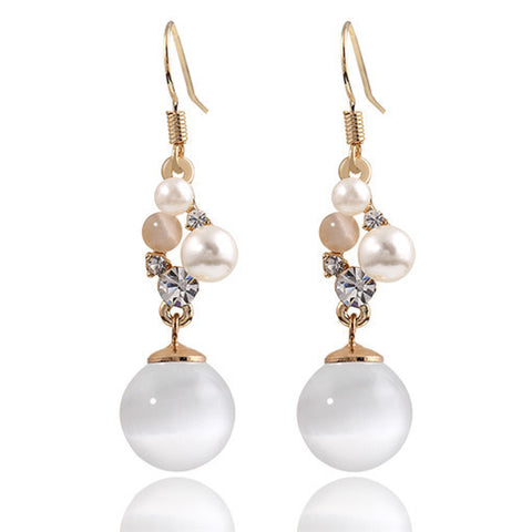 17KM Charm Opal Long Earrings