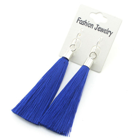 Gold Silver Earrings Silk Tassel