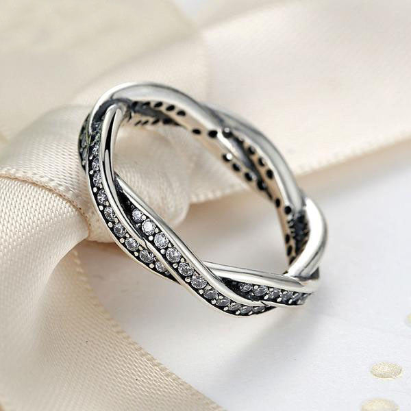 Braided Pave Silver Ring