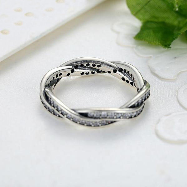 Braided Pave Silver Ring
