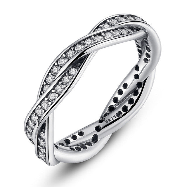 Braided Pave Silver Ring