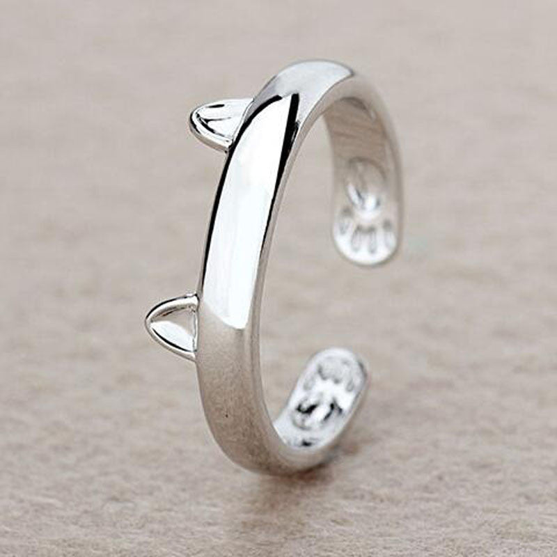 Silver Plated Cat Ring