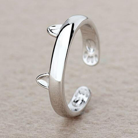 Silver Plated Cat Ring